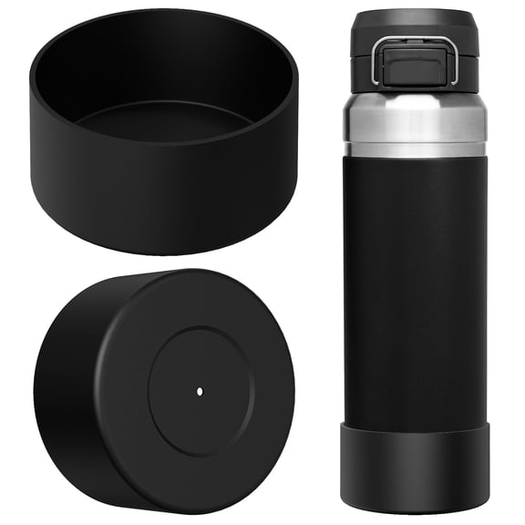 Linkidea 2 Pack Water Bottle Boot Compatible with Stanley Quick Flip GO 36oz, Silicone Waterbottle Bottom Bumper Protector (Black)