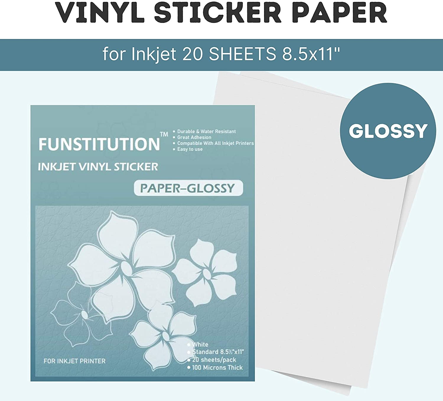 Printable Vinyl Decal Sticker Paper - 20 Premium Glossy Waterproof Paper  Sheets for Inkjet Printer - Dries Quickly and Holds Ink Perfectly -  Walmart.com