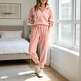thumbnail image 7 of Women's Ribbed 2 Piece Loungewear Outfits Oversized Half Zip Sweatshirts High Waist Jogger Pants Matching Casual Travel Tracksuit Sets Pink, 7 of 7