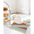 thumbnail image 4 of Red Aqua Stripe Kitchen Dish Towels for Drying Dishes Set of 2, Country Abstract Art Colorful Striped Waffle Weave Microfiber Hand Tea Bathroom Towels Quick Dry & Absorbent Towel 12x12, 4 of 7