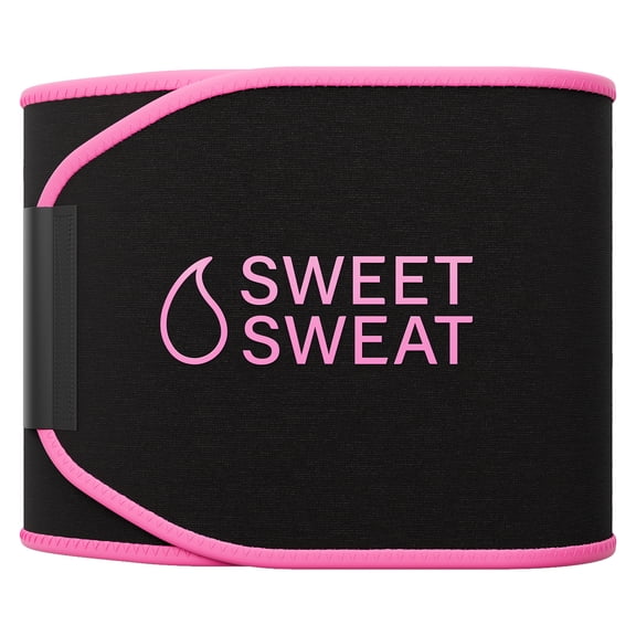 Sweet Sweat Premium Waist Trimmer and Sauna Belt for Men & Women, Medium, Black and Pink