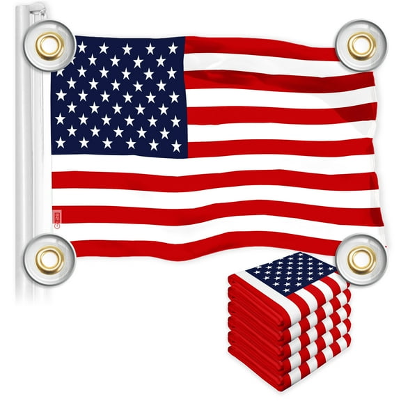G128 5 Pack: American USA Flag | 3x5 Ft | LiteWeave Pro Series Printed 150D Polyester, 4 Corner Brass Grommets | Country Flag, Vibrant Colors, Perfect For Balcony, More Durable Than 100D 75D Polyester