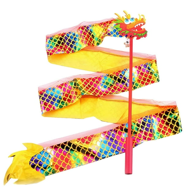 Luminous Dragon Ribbon Dance Lantern - Chinese New Year Party Decoration with Adjustable Flashing Lights - Gift for Kids