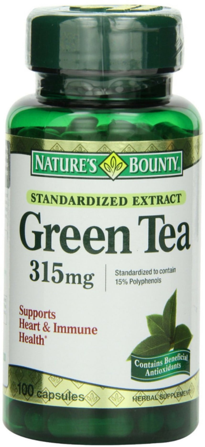 Nature's Bounty Green Tea Extract 315 mg Capsules 100 ea (Pack of 4