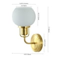 thumbnail image 4 of SAFAVIEH Huron G14 Satin Brass Metal Wall Sconce with White Glass Shade, Set of 2, 4 of 17