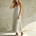 thumbnail image 4 of Drses Women's Solid Color Spaghetti Strap Maxi Sundress, V Neck Backless Sleeveless Cami Long House Lounge Dress Loose Fit Flowy Casual Comfy Summer Indoor Beach Vacation Outfits, 4 of 5