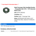 thumbnail image 2 of Right Passenger Side Headlight Bracket - Compatible with 1970 - 1972 Chevy Monte Carlo 1971, 2 of 2