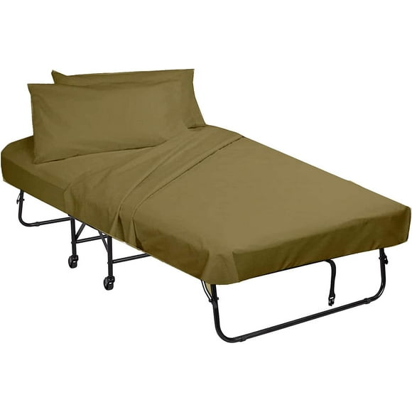 SHILIU-Sheets for Cot Bunk Bed-Cot Size Mattress Sheets-Fitted Cot Sheet Perfect for Narrow Twin/Cot Size/Rv Bunk/Guest Bed Replacement/33 X 75" Mattress/Camping Cot, Taupe, Cotton Cot Sheets 4(PCs)