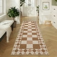 thumbnail image 5 of FairOnly Checkerboard & Diamond Washable 2'x6'Runner Rug for Bedroom Non Slip Ultra Thin Pet Friendly Carpet for Hallway Kitchen,Tricolor, 5 of 7