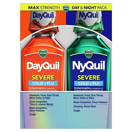 Vicks DayQuil & NyQuil Severe Cold, Cough & Flu Medicine, 2 x 12 FL OZ