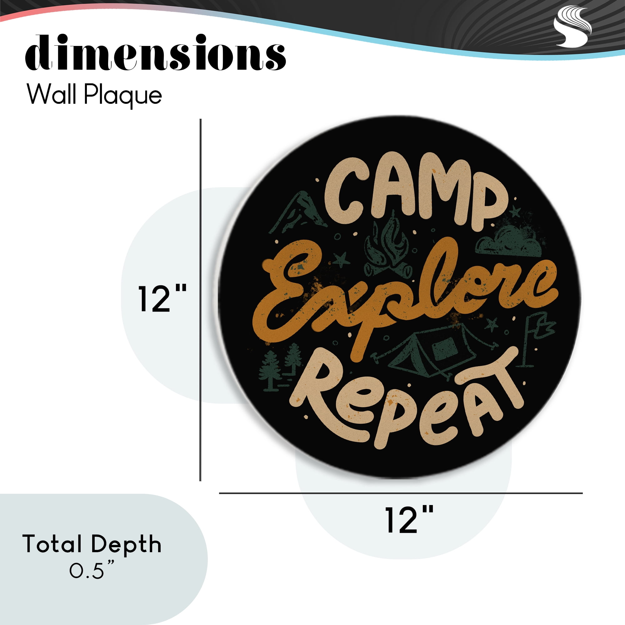 Stupell Industries Camp Explore Repeat Circular Wall Plaque, design by Tobe Fonseca