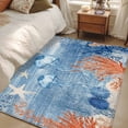 thumbnail image 5 of Summer Ocean Washable Area Rugs 4'x6', Blue Theme Jellyfish Orange Corals Shells Starfish Low Pile Throw Living Room Rug Non-Slip Sturdy Edge Binding Carpet for Indoor Entryway Bedside Kitchen, 5 of 9