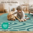 thumbnail image 4 of ODIKA 5'x7' Teal Sage Wood Grain Swirl Contemporary Washable Area Rug Flowing Fingerprint Concentric Circles Abstract Modern Graphic for Dining Room, Under Table, Home Office, Non-Slip Chair-Friendly, 4 of 7
