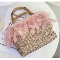 thumbnail image 4 of Kukuzhu Straw Tote Bag for Women Feather Woven Shoulder Bag Hobo Bag Casual Satchel Handbag Designer Purse Beach Straw Bag 2023, 4 of 5