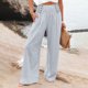 thumbnail image 1 of WILLBEST Pantalones Casuales elegantes para Mujer, Pantalones Palazzo de Verano de Pierna Ancha, Pantalones de Playa Holgados de Cintura Alta con Bolsillo para Uso Diario Extra Grande, 1 of 4