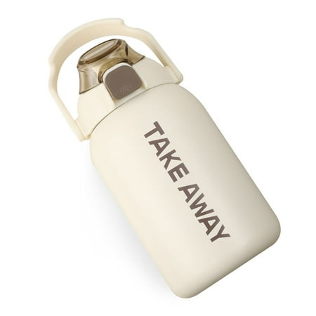 

850ML Straw Thermal Outdoor Sport Stainless Steel Large Capacity Bottle Water Cup Vacuum Flask Fitness Thermal Bottles WHITE