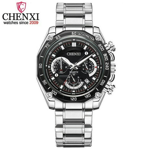 CHENXI Mens Watches Stainless Steel Chronograph Top Luxury Brand Sport Quartz Men Watch Waterproof Calendar Date Wristwatch