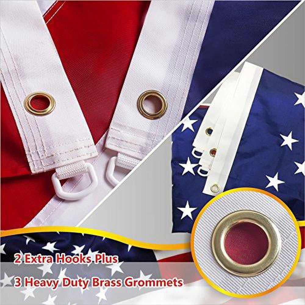 G128 - 8x12 feet American Flag | Embroidered 210D - Embroidered Stars, Sewn Stripes, Brass Grommets, Indoor/Outdoor, Vibrant Colors, Quality Polyester, US USA Flag