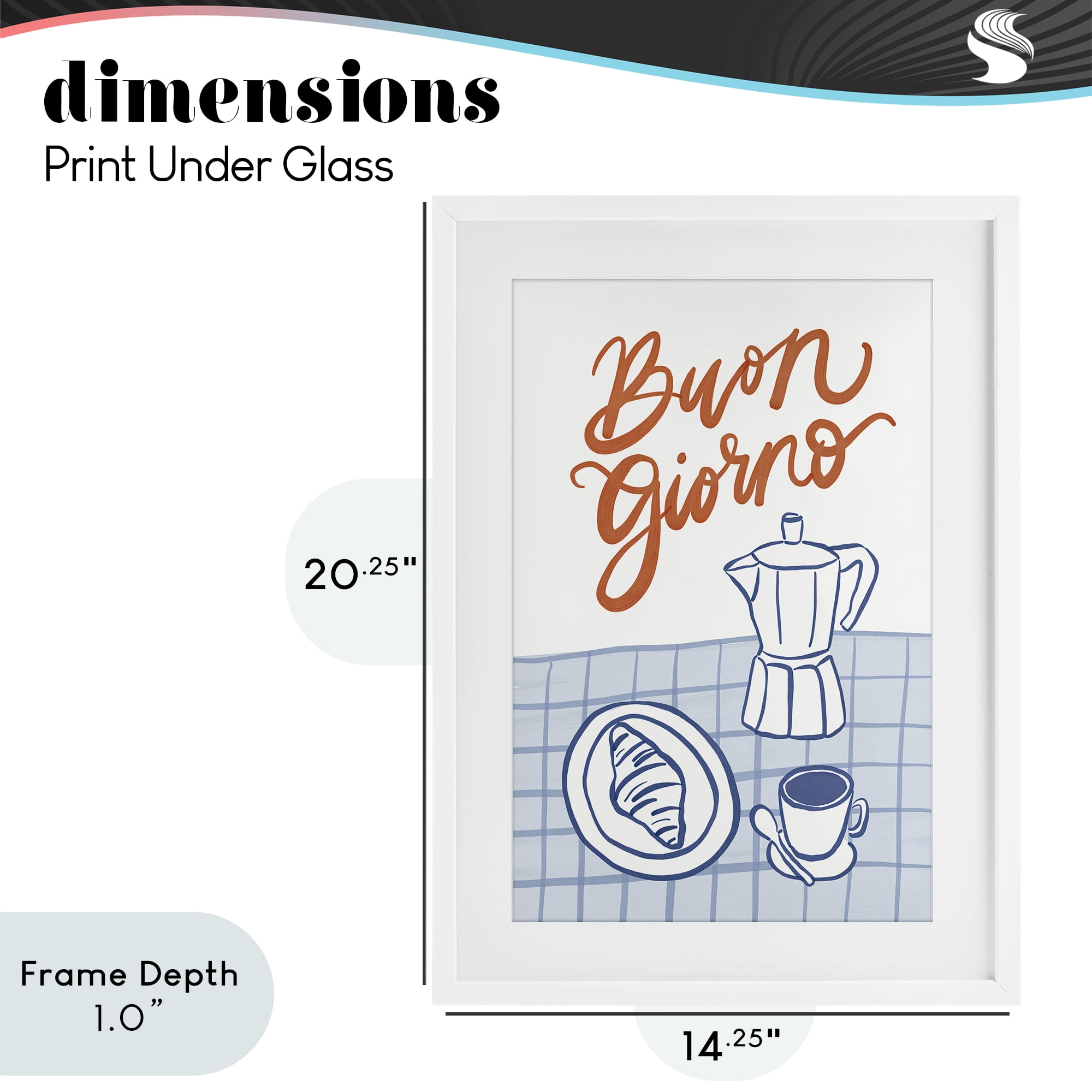Stupell Industries Buon Giorno Breakfast Espresso White Framed Print Under Glass, design by Amanda Houston