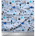 thumbnail image 1 of Soimoi Polyester Crepe Fabric Planet,Rocket & Astronaut Animals Cartoon Printed Fabric 1 Yard 42 Inch Wide, 1 of 3