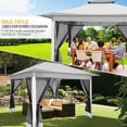 thumbnail image 4 of COBIZI 12x12 Outdoor Gazebo Pop Up Gazebo Canopy with Mosquito Netting Patio Tent Backyard Canopy with 2-Tiered Vented Top 3 Adjustable Height, Gray, 4 of 14