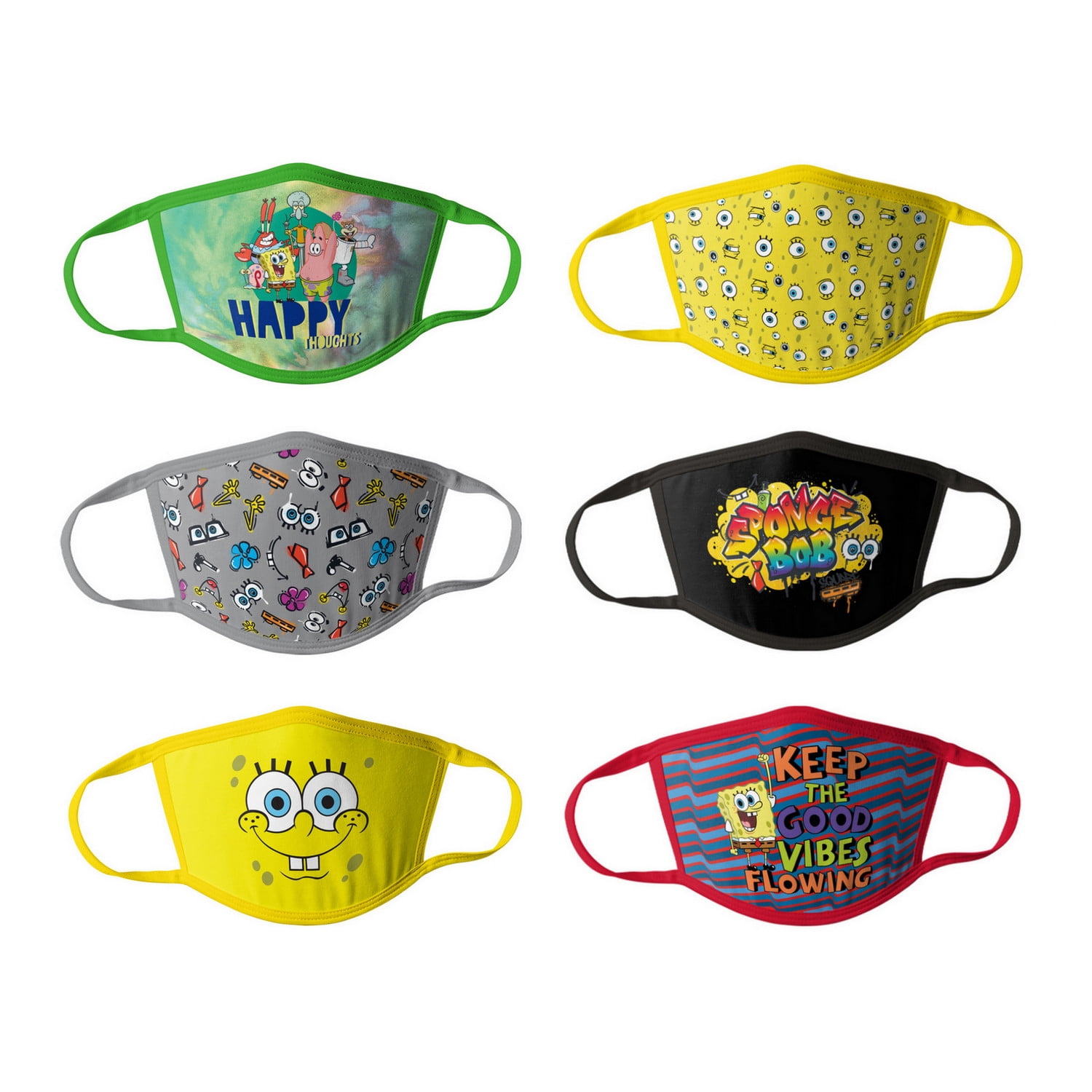 Sponge Bob Kids Face Masks - 6pk