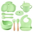 thumbnail image 1 of 9Pcs Children‘S Silicone Tableware Set Baby Non-Slip Divided Children‘S Plate Bowl With Suction Cup, 1 of 5