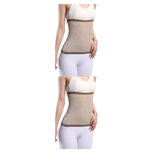 Transemion Stay Warm And Stylish Back Warmer Belt Breathable Elastic Waist Back Support camel L 2Set