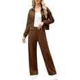 thumbnail image 7 of THDHVS Workout Sets for Women,Gym Sets Woman,Women Cotton Blend Sweatshirt and Wide Leg Sweatpants Set with Pocket for Casual Sportswear and Everyday Comfortable Style Brown M, 7 of 7
