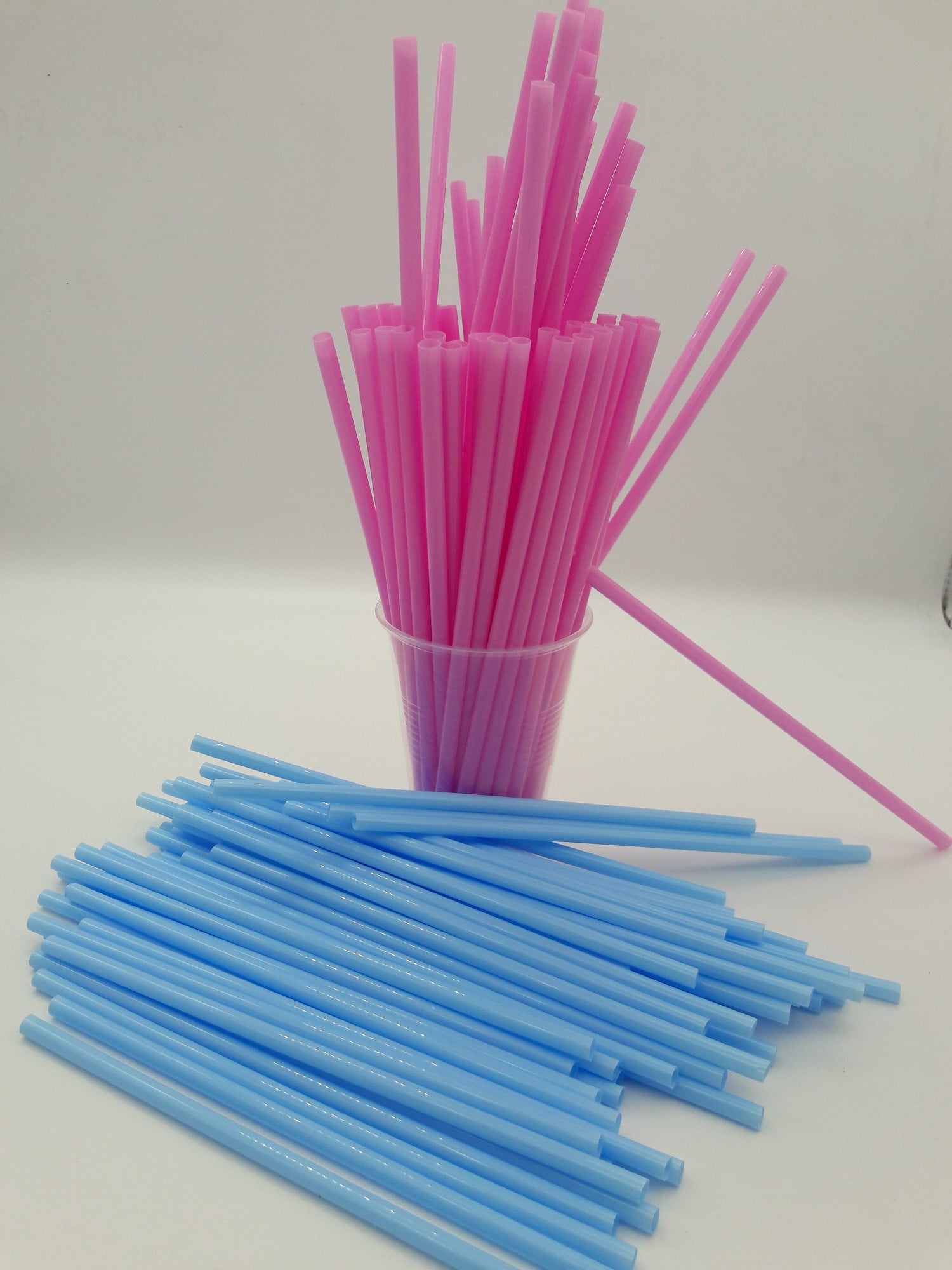 S & L Straw Company Bulk Pack of 500 Assorted Baby Blue and Baby Pink