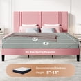 thumbnail image 5 of Amolife King Bed Frame, Platform Bed with Upholstered Velvet Adjustable Headboard, Wooden Slats, Easy Assembly, Pink, 5 of 9