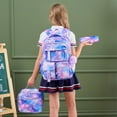 thumbnail image 6 of 3Pcs Waterproof Backpack Set with Lunch Box & Pencil Pouch - Lightweight Casual Outdoor Daypack Bookbag, Purple Starry Sky, 6 of 8