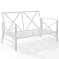 thumbnail image 4 of Afuera Living Taditional Outdoor Steel Metal Loveseat in White with Navy Cushion, 4 of 10
