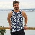 thumbnail image 6 of Gukieu White Leaves Print Men's Quick Dry Fitness Vest, Round Neck Sleeveless Fitness Bodybuilding Top-Small, 6 of 7