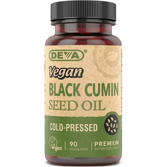 Deva Nutrition Premium Cold Pressed Vegan Black Cumin Seed Oil Capsules, 90 Ea