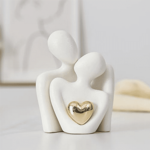 Mini Couple Statue Tv Stand Decor Abstract Sculpture White A