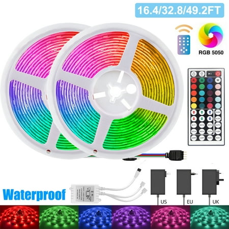 

Rosnek 20 Colors LED Strip 5050 Waterproof DC12V Flexible Tape Lights Ribbon RGB LED Strip 16.4FT/24.6FT/32.8FT Backlight LED Lights Room Decor