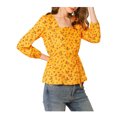 thumbnail image 6 of Allegra K Women's Floral Square Neck Long Sleeves Tie Waist Blouse, 6 of 7