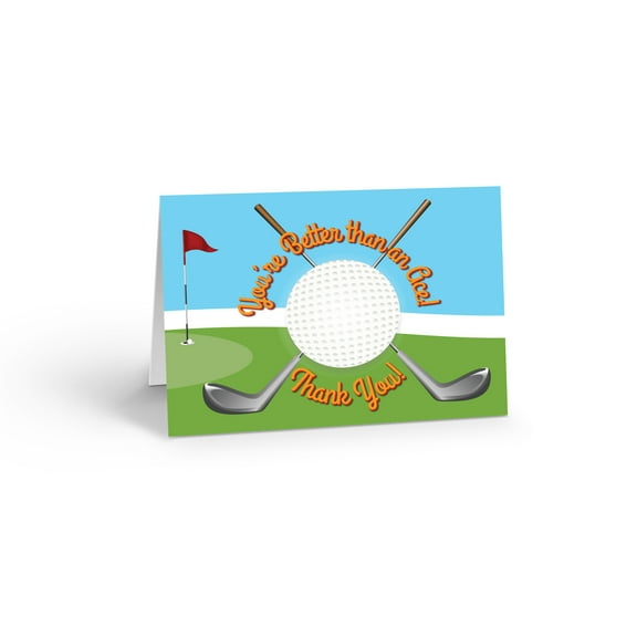 Golf Thank You Note Card- 10 Golfing Cards & Envelopes  - B14337