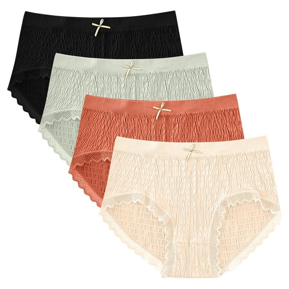 4PCS Cheap Underwear for Women Underwears Packs for Women High Waisted Underwear Women Full Coverage Breathable Briefs(Black)