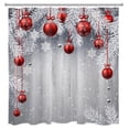 thumbnail image 3 of HVEST Farmhouse Christmas Shower Curtain Decor, Red Xmas Ball with Fir Twigs Winter Holiday Shower Curtain for Bathroom 72x72 Inch Polyester Fabric Bathroom Decoration Bath Curtains Hooks Included, 3 of 6