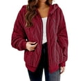 thumbnail image 2 of ‌FDGIU Women's Oversized Coat Zip Up Sherpa Jacket - Fuzzy Fleece Hooded Coat with Pockets, Warm Fluffy Fall Winter Outerwear, 2 of 7