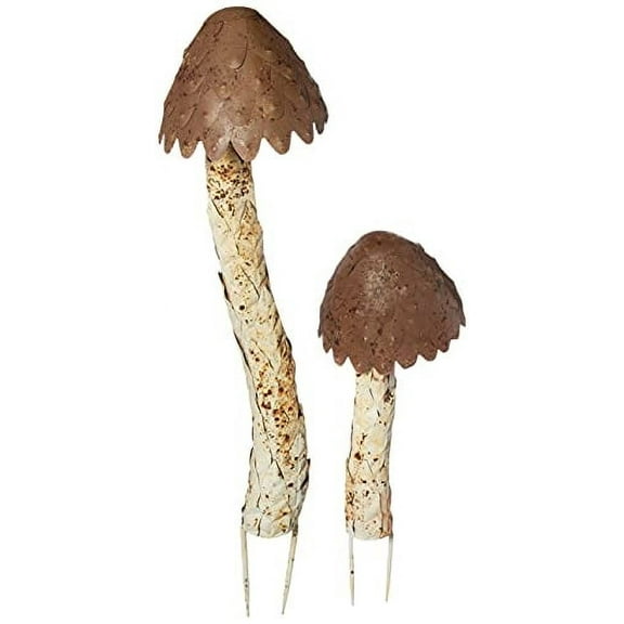 KALALOU Set of Metal Mushrooms, One Size, Brown