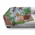 thumbnail image 3 of Garden Soft Flannel Fleece Blanket, Gardening Theme Illustration of Butterfly Ladybug Worm Flowers and Grass, Cozy Plush for Indoor and Outdoor Use, 70" x 90", Jade Green Fern Green, by Ambesonne, 3 of 6