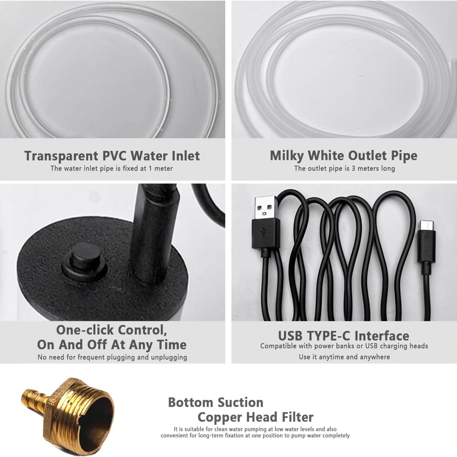 Multifunctional Rechargeable Water Pumps 2Hour Runtimes Head Lift For Basement Pet Drinking Water Transfers