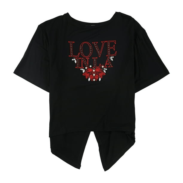 GUESS Love in LA playera adornada para mujer negra mediana Guess Camiseta adornada Walmart en linea