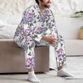thumbnail image 5 of Mens Pajamas Set, Violets Flowers Purple Pink Button Down Long Sleeve Loungewear Sleepwear Pjs sets for Men, 5 of 5