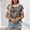 Gray, variant on Women's Crew Neck Rib Trim Cap Sleeve Textured Striped Knit Tee – Loose Casual Shirt, Minimalist Soft Breathable Top Navy Blue，M