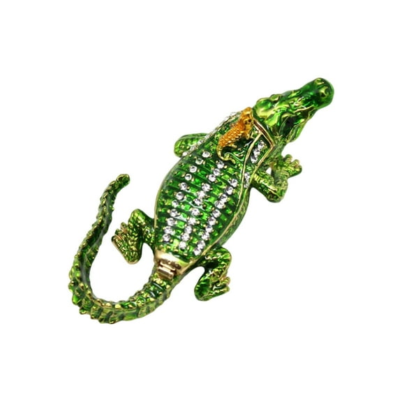 Crocodiles Shaped Jewelry Box With Secure Lock Portable Storage for Earrings Necklaces Rings Alloy Craftsmanship