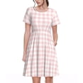 thumbnail image 1 of Disketp Checkboard para Vestido de Manga Corta para Mujeres, Vestidos de Verano para Mujeres, Casual y Holgado para la Playa, 1 of 6